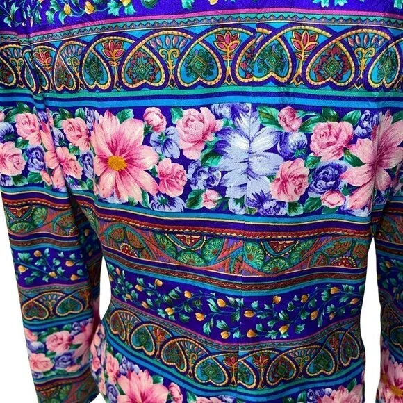 Adrianna Papell Silk Jacket Womens Size 10 Vintage Lined Shoulder Pads Purple - Picture 9 of 10